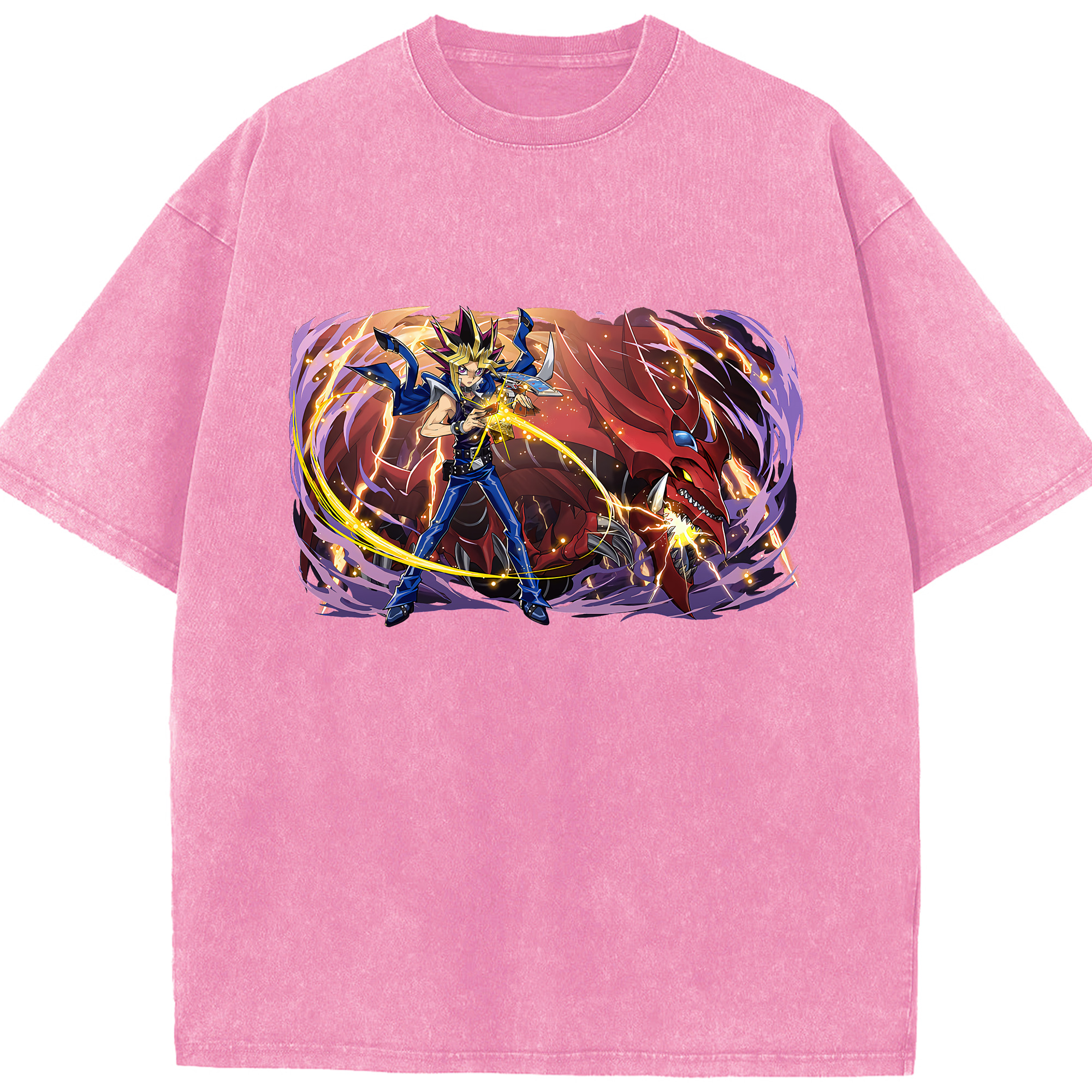 （画像用） 遊☆戯☆王 Yu-Gi-Oh! 綿100% ヴィンテージ風 半袖Tシャツ（フロントプリント）